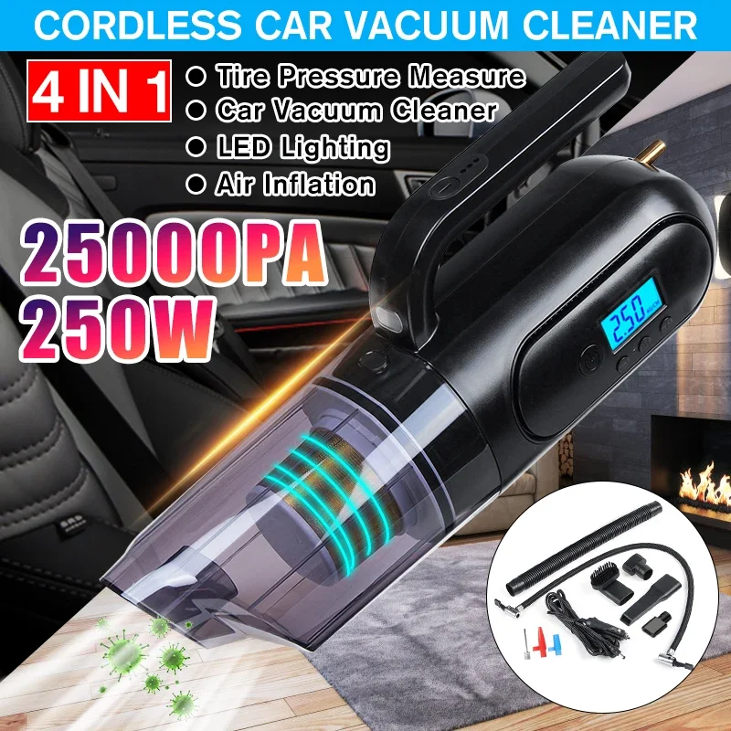 

250W 25000PA Handheld Vacuum Cleaner Robot for Car Home Computer HEPA Filter Portable Powerful Wet&Dry Use Cleaner