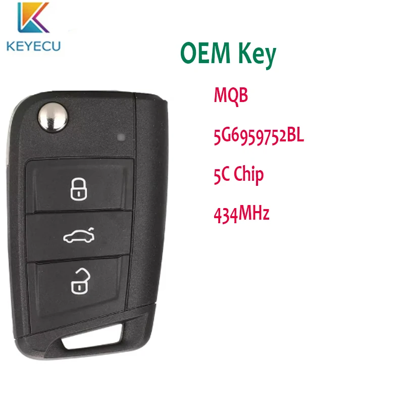 KEYECU Original Smart Remote Key Fob for VW TAYRON T-ROC Tiguan 434MHz 5C Chip 5G6 959 752 BL 5G6959752BL 3B