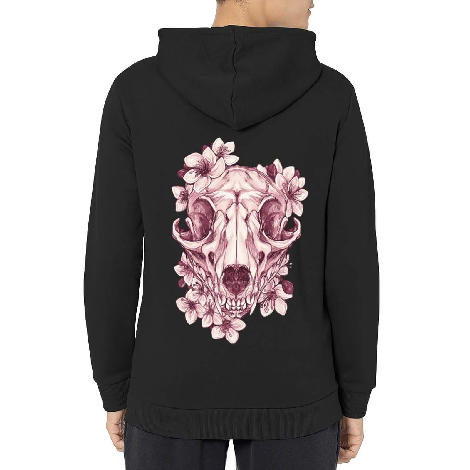 

fox skull + flowers Hoodie korean clothes anime clothing korean style clothes men's winter sweater graphic hoodie