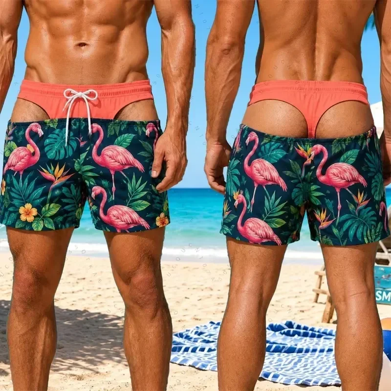 Shorts Comfortable Breathable Casual 2026 Men 3D Print Funny Butt Prank Swim Trunks Floral Hawaii Quick Dry Hiking Shorts