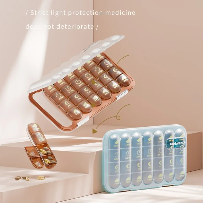 منظم حبوب أسبوعي 3 مرات في اليوم علبة حبوب منع الحمل 21 حجرة محمولة مقاومة للرطوبة حامل فيتامين للأدوية اليومية #6