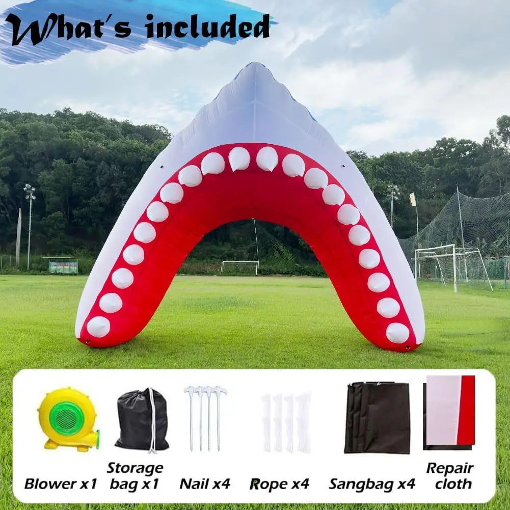 Inflatable Shark Mouth Arch Inflatable Shark Entrance 13ft with Blower for Stage Event Birthday Party Ocean Theme Decoration