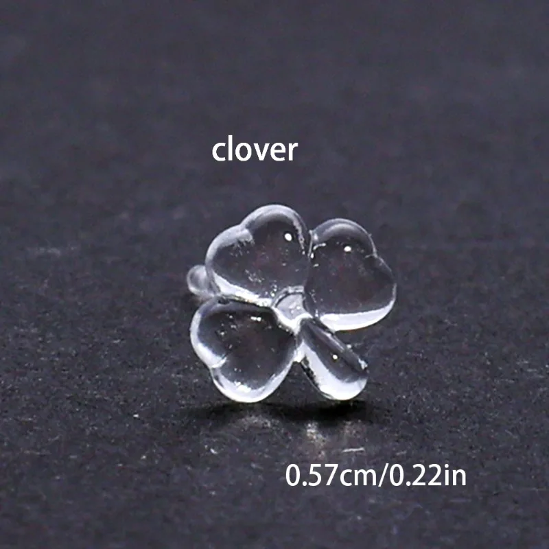 Anti Clogging Mini Ear Studs Transparent Ear Nourishing Needle Clover Ear Stick Improve Inflammation Resin Invisible Earrings