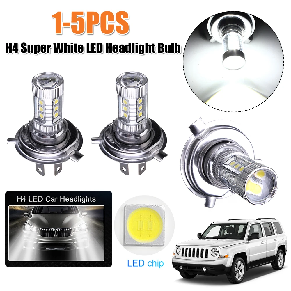 H4 Car Fog Light Bulb IP67 Waterproof Super White LED Headlight Bulb 6000-6500K High Low Beam LED Fog Lamp 4000LM 80W 12V