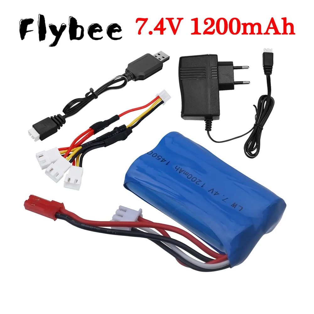 7.4v 14500 1200mAh Li-ion lithium battery + 7.4V charger for water soft gun and RC car boat aircraft helicopter plane toys