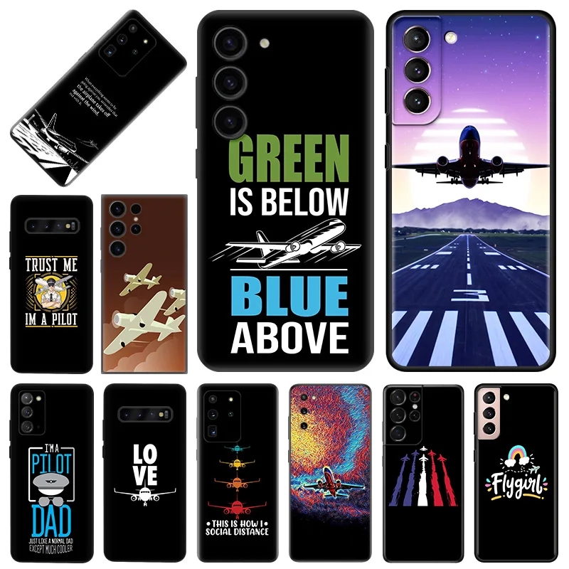 Airplane Aircraft Take Off Soft Phone Cases For Samsung Galaxy S23 S24 Plus S22 Ultra S21 S20 FE S10 Note 20 Lite Matte Cover