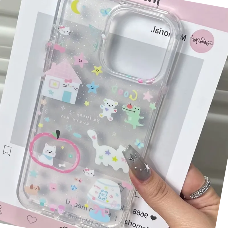 Sparkling Pink Romantic Pink Cabin Cat Phone Case For iPhone 17 AIR 16 15 14 13 12 11 PRO MAX 7 8 PLUS MINI Dustproof Cover view 5