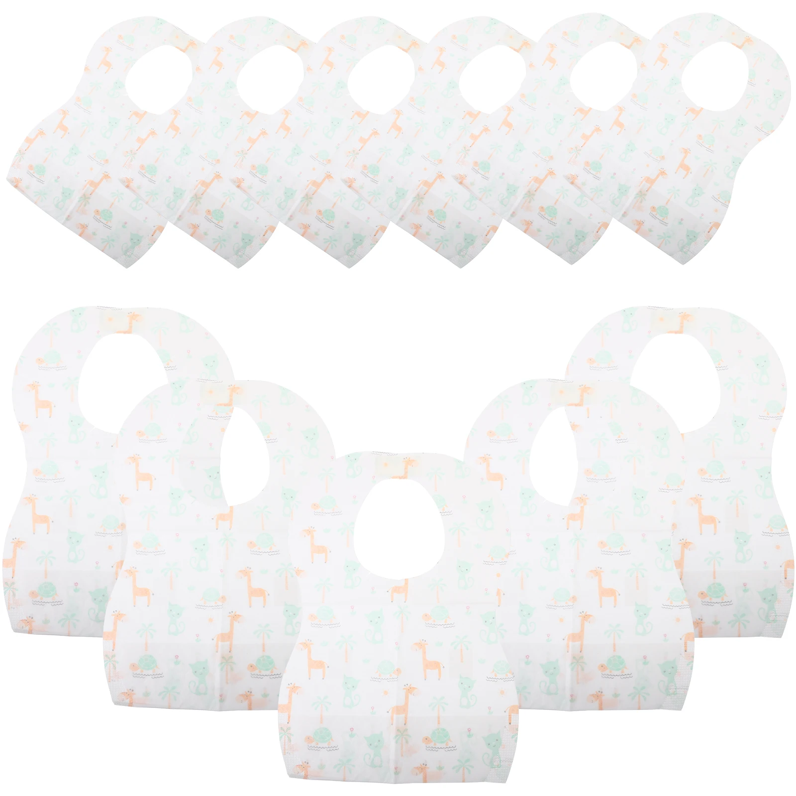 일회용 아기 턱받이 20개입, 유아용 이유식 턱받이, 치아발육기, 가볍고 휴대 가능한 동물 무늬