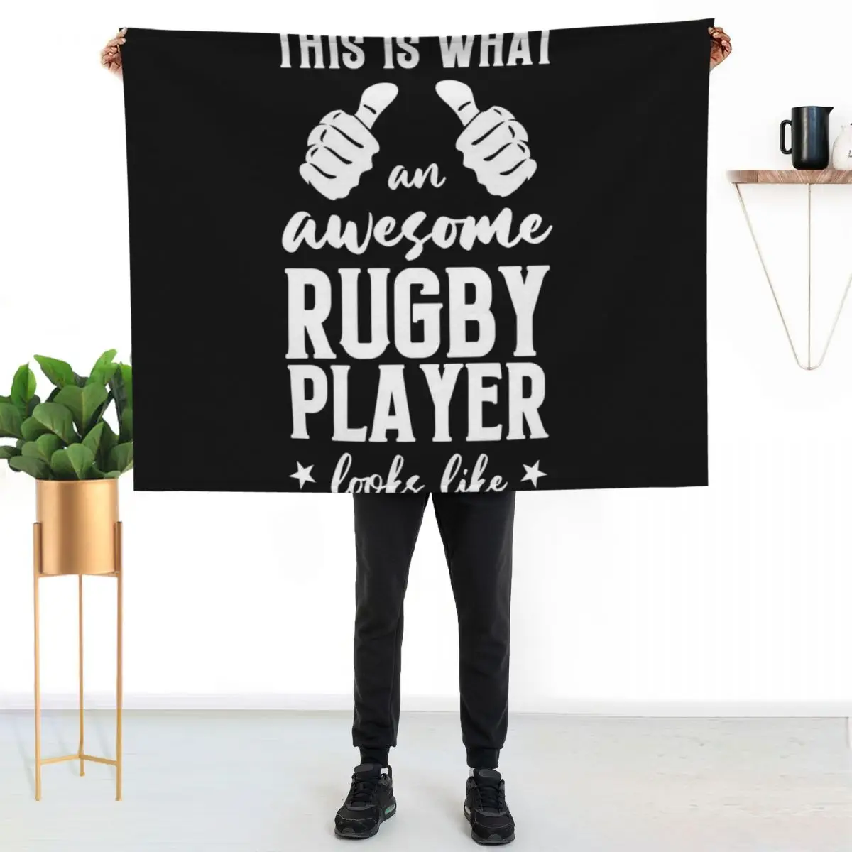 Funny Rugby Player Gift: This Is What An Awesome Rugby Player Looks Like -Rugby Throw Blanket Camping Softest Blankets