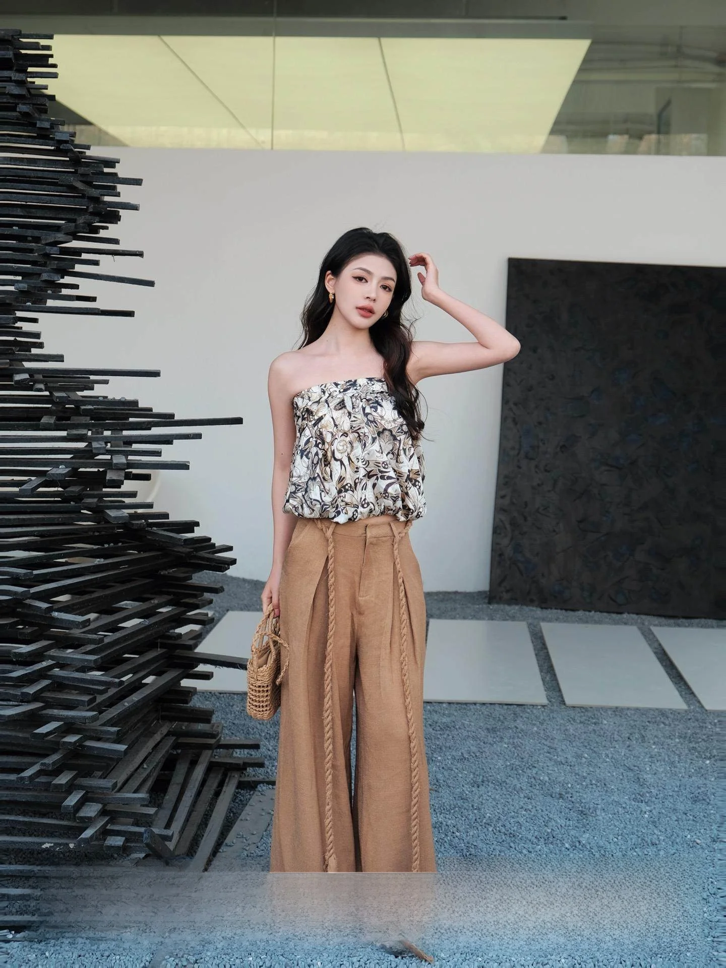 

Silk Elastic Bandeau Top Spring Summer New Sle Refuse Club Cultural Original Design Printed Slim Fit ort Length