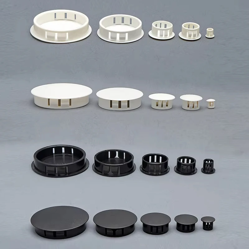 White Black Plastic Hole Plug Snap-on Cover 5mm-50mm Wall Cable Desk Plugs Round Screw Hole Covers Furniture hole table cap