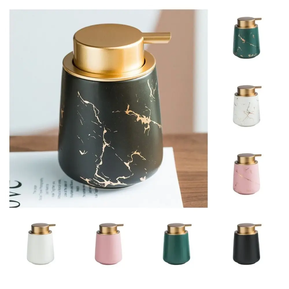 

Ceramic Lotion Soap Bottle Refillable Leak-Proof Cosmetic Container Easy To Press Marble Pattern Soap Pump Dispensers Hotels