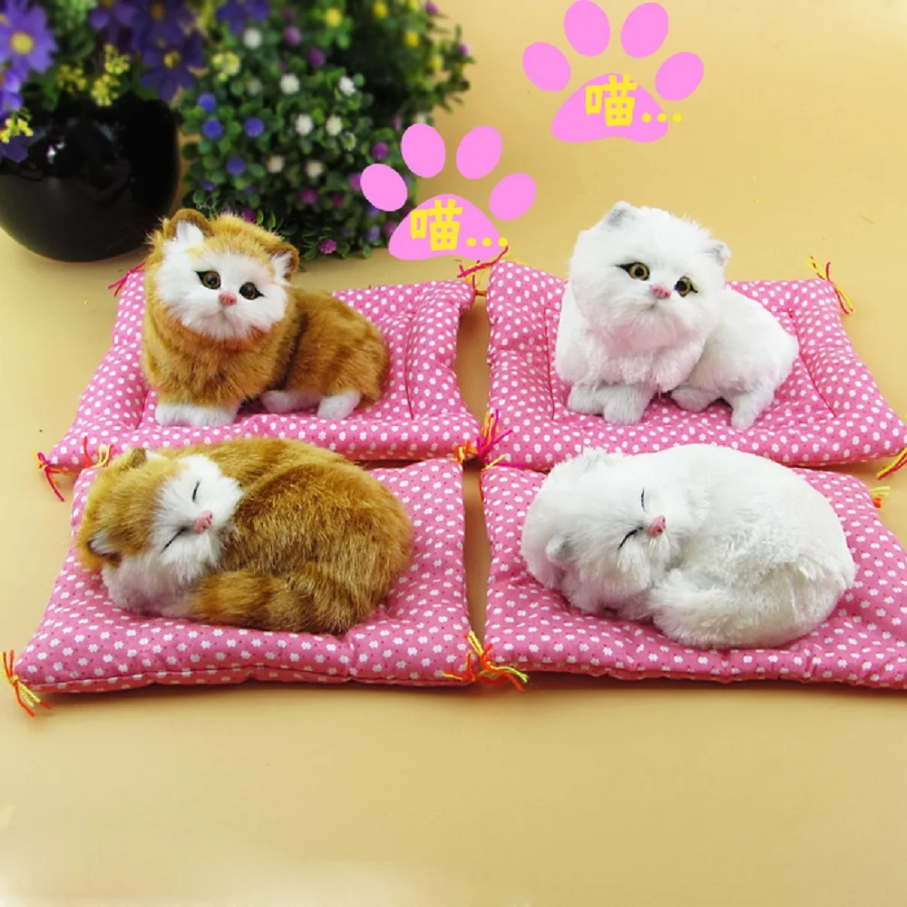 4 different style cute simulation cat simulation cat doll on a mat toy gift