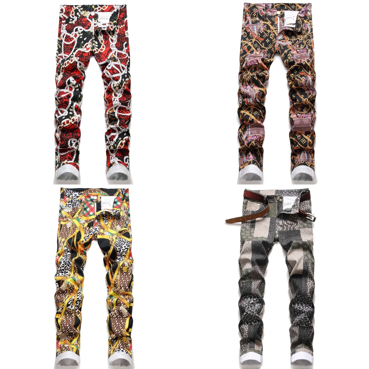 Luxury Embroidered Jeans Men Spliced Snowflake Printed Pants Speckled 3D Logo Painted Graffiti Cotton Zipper Fit Elastic Letter2