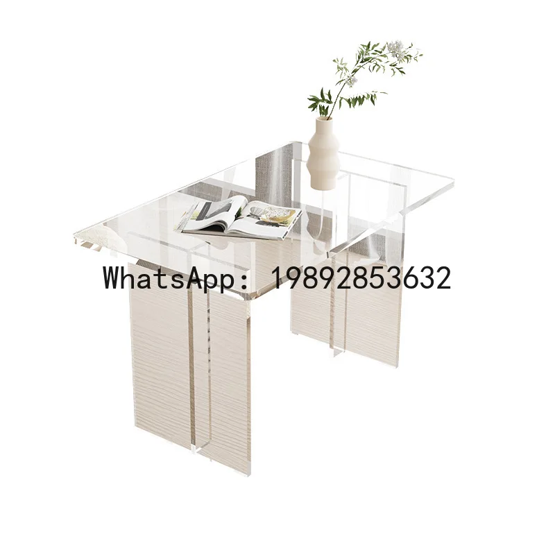 

PYJ transparent coffee table solid wood simple cream household living room wind balcony bay side few computer