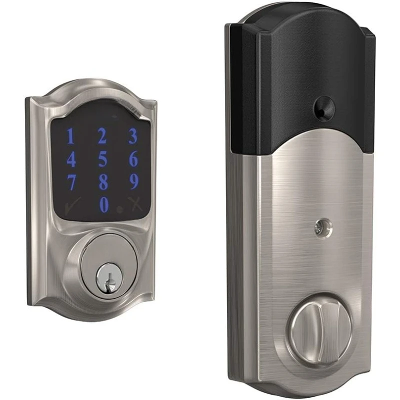 CAM 619 Connect Smart Deadbolt with alarm with Camelot Trim in Satin Nickel, Z-Wave Plus enabled