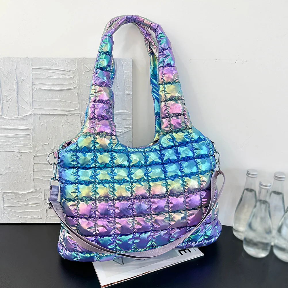 

Women Quilted Hobo Shoulder Bag Grid Padded Tote Handbags Puffer Crossbody Bags Travel Work Carryall Space Top-Handle Bags