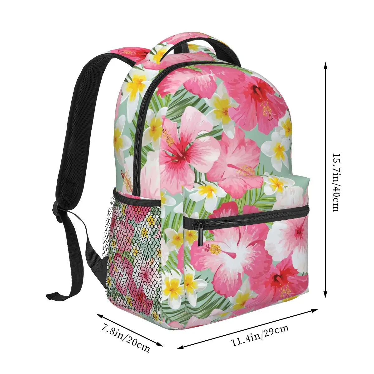 Tropical Hibiscus And Plumeria Flowers Backpacks Boys Girls Bookbag Children School Bags Cartoon Travel Rucksack Shoulder Bag