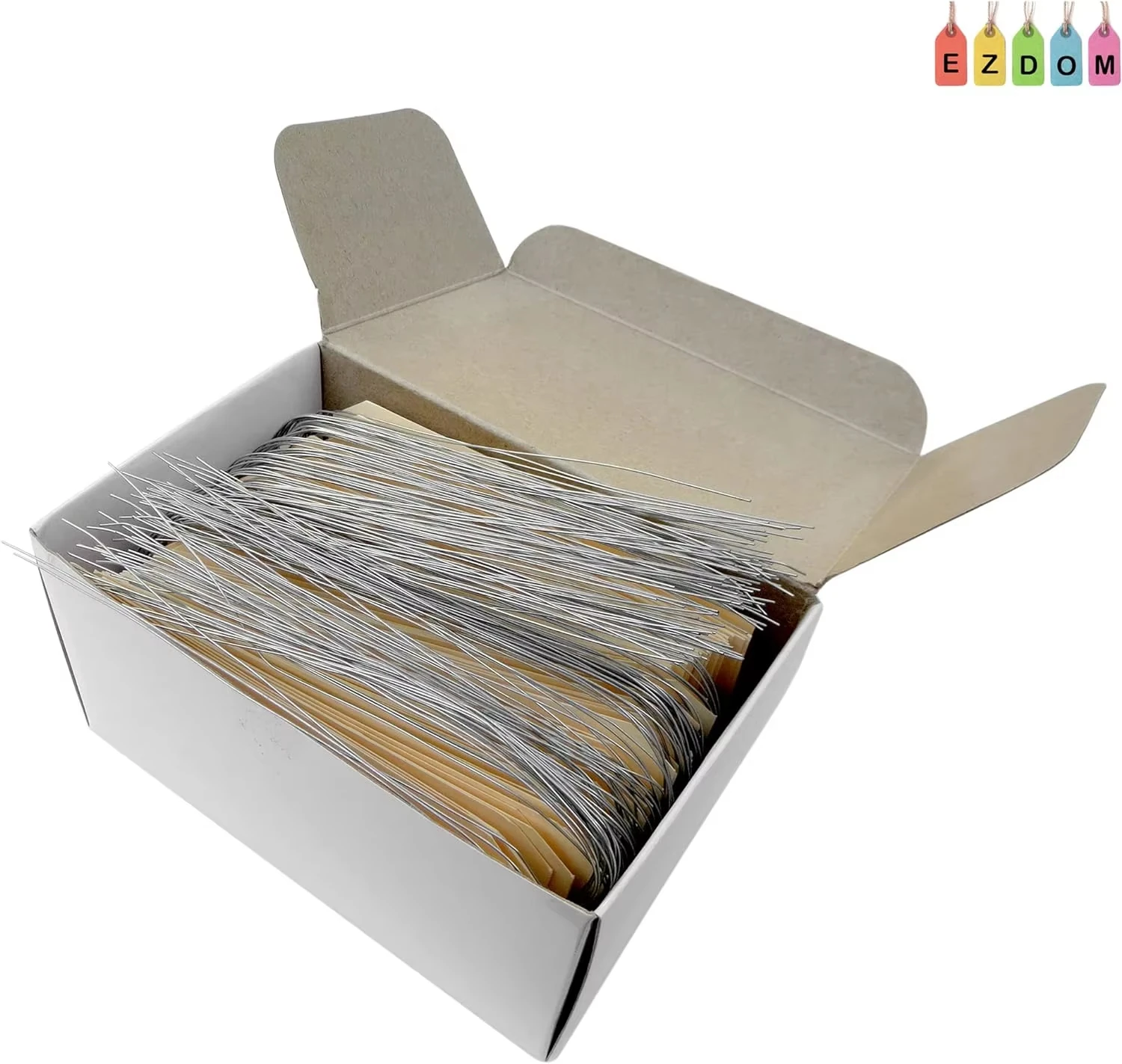 Recyclable Label Tags with Wire Box of 100 Blank Labels with Reinforcement Holes and Metal Wire Ties, Labels with Wire