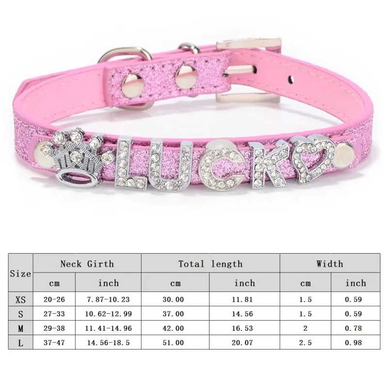Personalized Dog Collar fashion Bling Rhinestone Pet Free Diy Name Dog Necklace Custome Leather Dog Collars Pet Dog Accessories