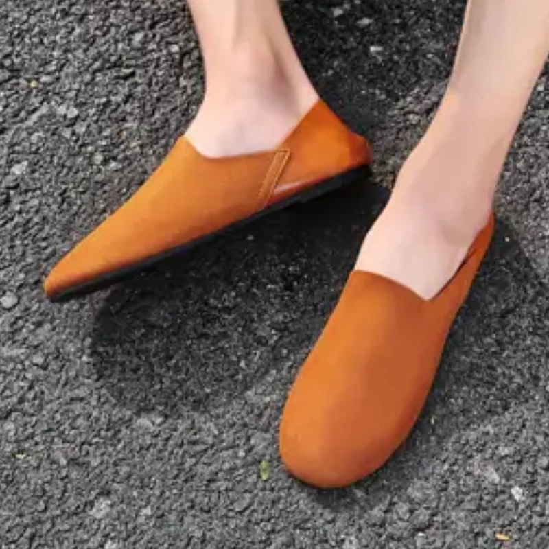 Men Shoes Comfortable Solid Colour Shallow Mouth Slip on Loafers Round Head Lightweight Non-slip Casual Flats Zapatillas Hombre