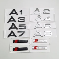 3D ABS Chrome Black Logo S Line A1 A2 A3 A4 A5 A6 A7 A8 Emblem Badge Car Decal For Audi Sline Sticker Decorative Accessories
