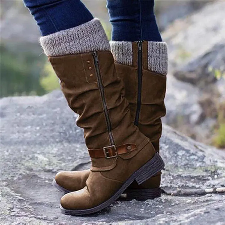 

Women's boots 2025 autumn and winter European and American pointed leg boots women's high boots belt buckle fashion boots women