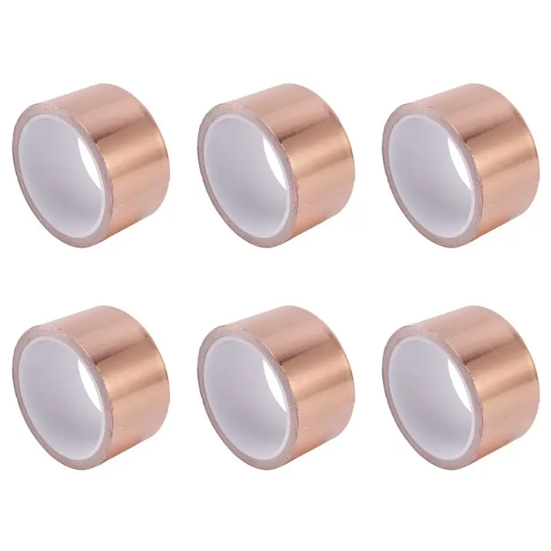 

6Pcs 50Mmx10m EMI Copper Adhesive Copper Foil Copper Tape Self-Adhesive Tape Roll-[LUCK 9]