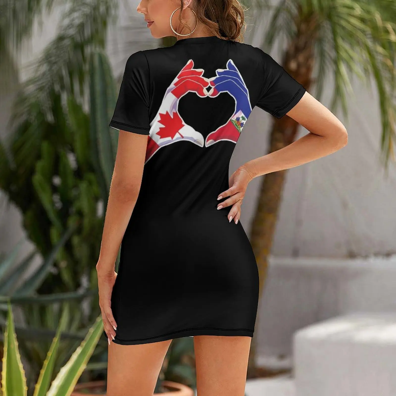 Haiti Haitian Canadian Canada Love Heart Peace Short Sleeved Dress women clothes