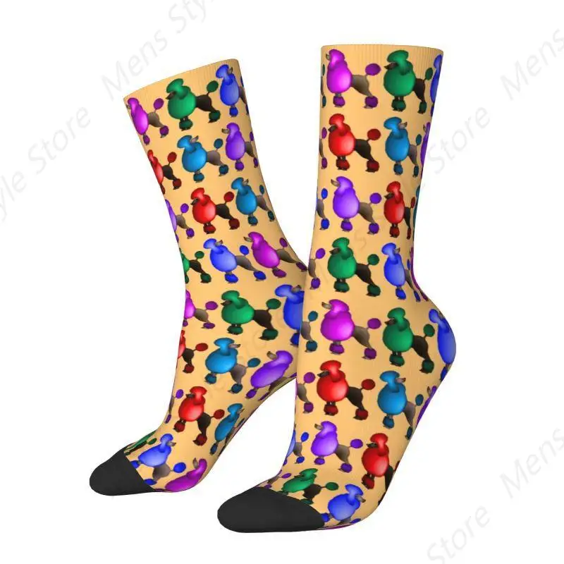 Painted Poodles Men Women Crew Socks Unisex Fun 3D Printing Cute Cartoon Poodle Dog Dress Socks