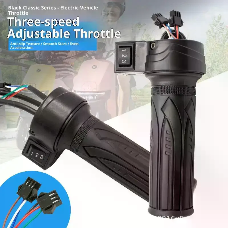 Motorcycle 3-Speed Electric Bike Scooter Speed Control Throttle Twist Grip Handlebar Accelerator For E-Bike Replacement 1PC image 3