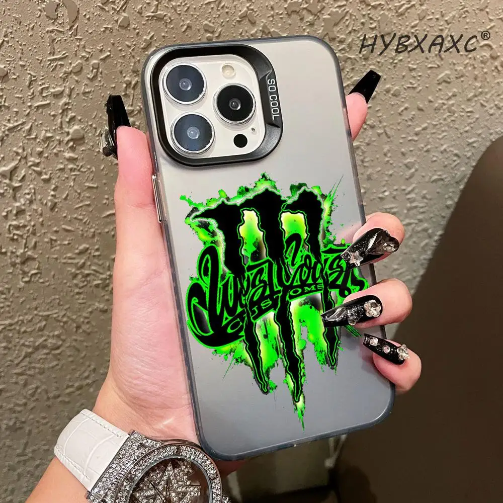 F-Fashion M-MonsterES Power Drink Phone Case For Samsung Galaxy A73,A72,A71,A70,A53,A52,A51,Soft Silicone Black Cover