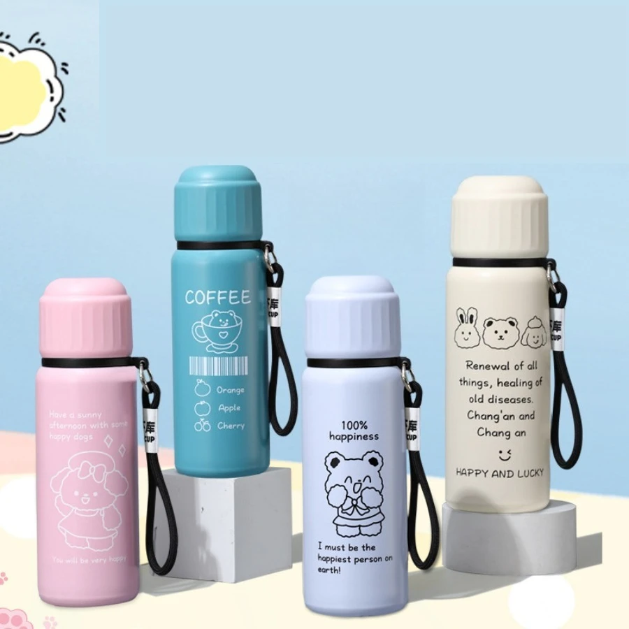 

Простая мультяшная чашка с пулевидной головкой из нержавеющей стали, спортивная изоляционная чашка для студентов, портативные чашки для воды двойного назначения