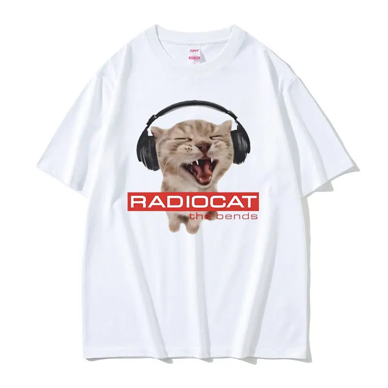 British Rock Band Radiohead Print Tshirt Funny Radiocat The Bends Graphic T-shirts Men Women Vintage Gothic Oversized T Shirts