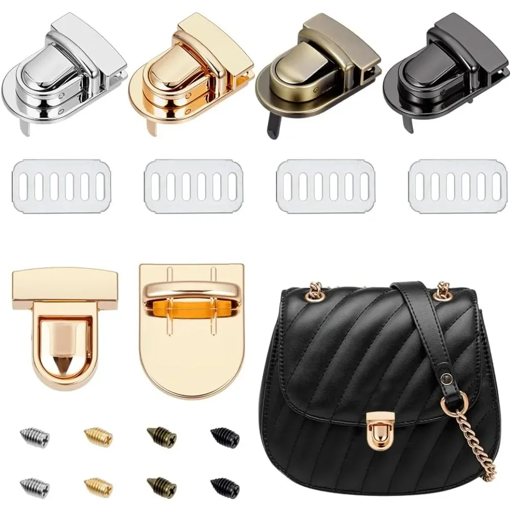 

4 Bags 4 Colors Tuck Lock Clasp Duty Spring-Loaded Fastener Metal Clasp for Box Leather Hangbag Case Clasp Purse Backpack