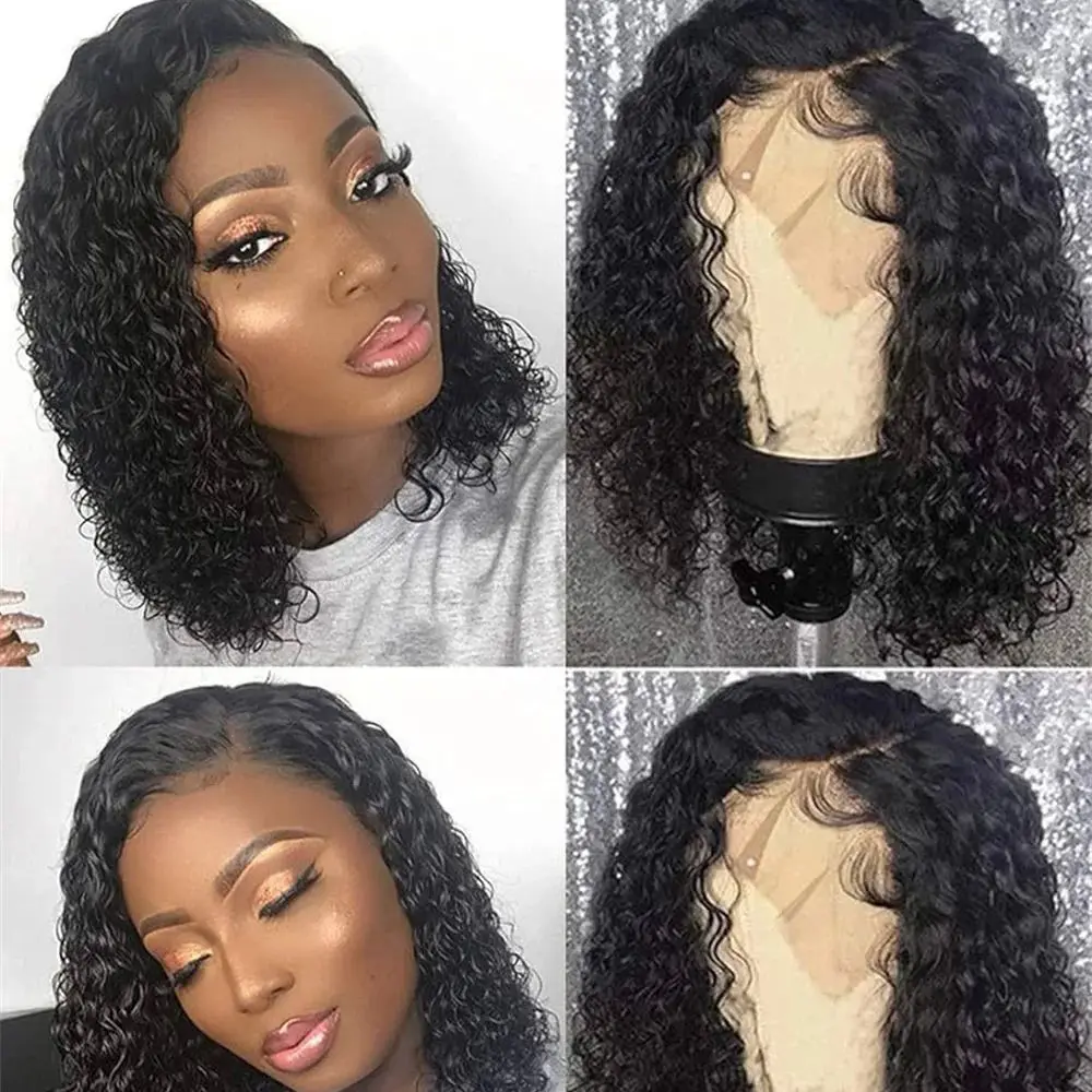 

Парик Kinky Curly Bob 13x4 с кружевной передней частью, из натуральных волос, предварительно сформированный, Малайзия, с детским волосом, для женщин, натуральный цвет, 180% плотность, натуральный цвет