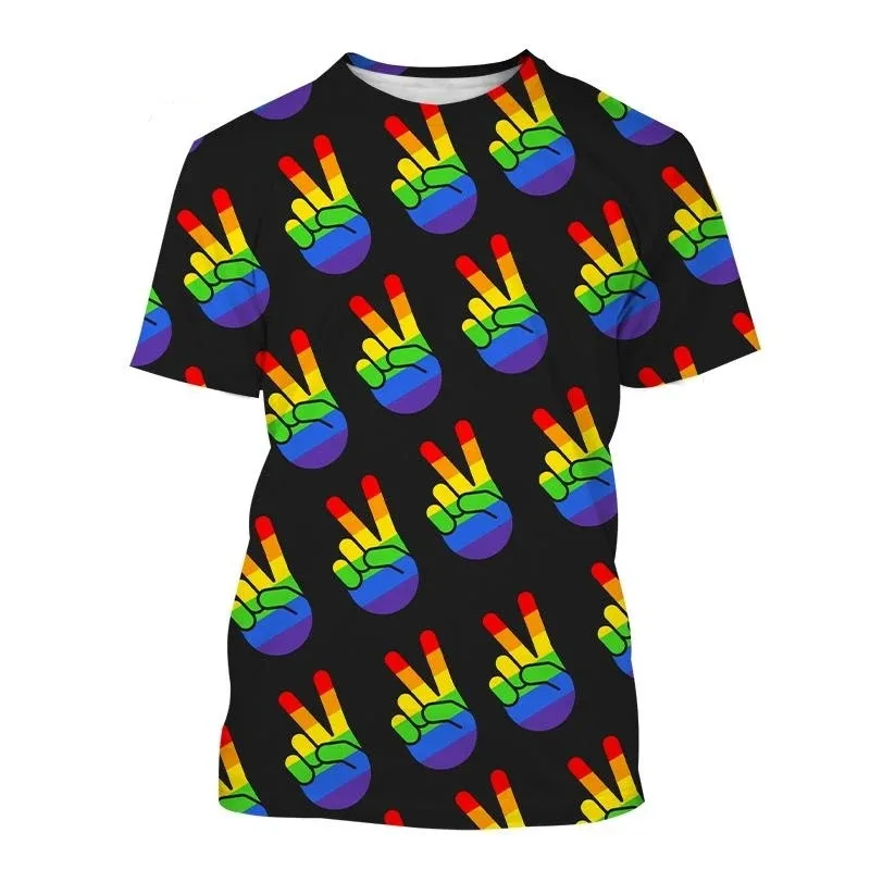 

1 Piece Custom Your Picture Colorful LGBT Rainbow 3D Printing T-Shirt Love Is Love Round Neck Short Sleeves Fashion Casual Tops