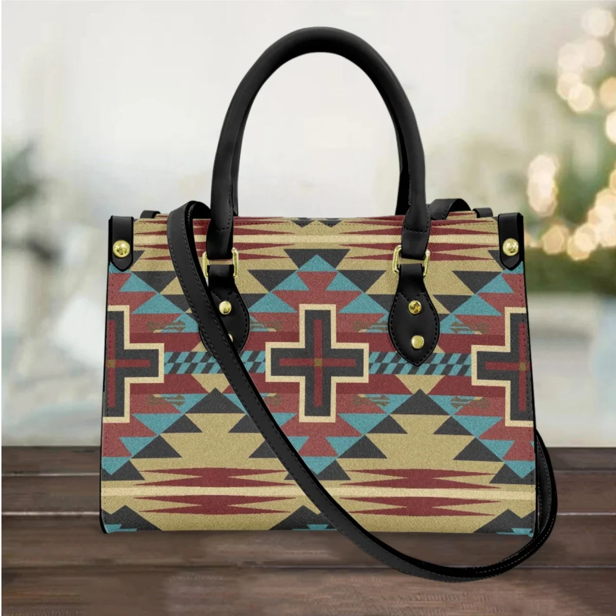 

Tribal Geometry Women Shoulder Bag Small Handbags And Purse Luxury PU Leather Ladies Cross Body Bags Woman Casual Totes Bolsas