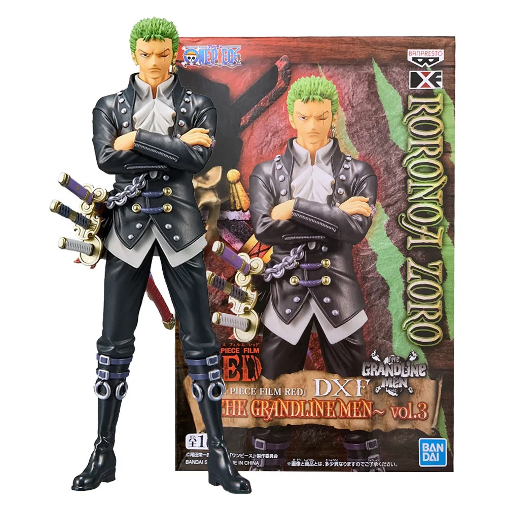 Anime One Piece Roronoa Zoro FILM RED Men of the Grand Line Black Suit Zoro Aciton Figure Monkey D. Luffy Toy Gift 17CM