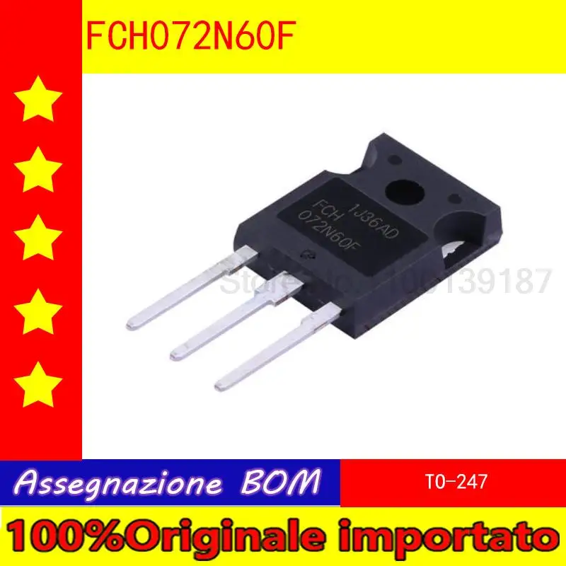 

10pcs/lot FCH072N60F 072N60F TO-247 MOSFET 600V 52A