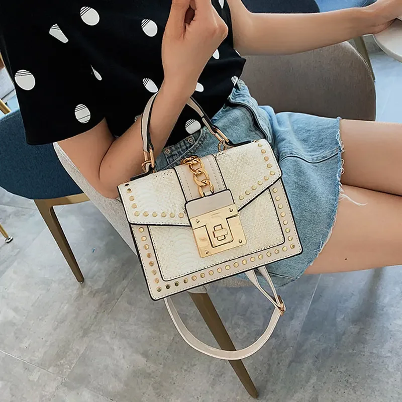 YoReAi Leather Handbags for Women Luxury Fashion Handbag Snake Skin Woman Bags Designer Small Square Pack Shoulder Diagonal Bag