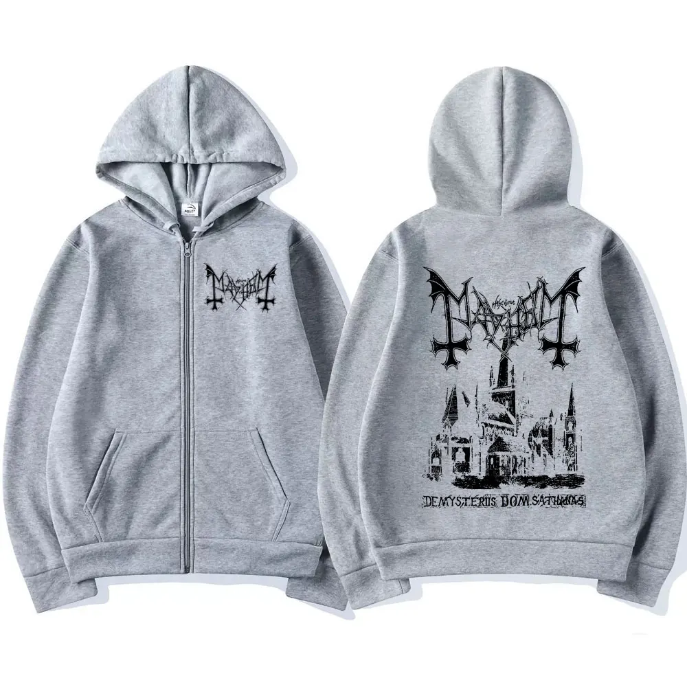 Mayhem De Mysteriis Dom Sathanas Album Zipper Hoodies Death Metal Gothic Zip Up Hoodie Men Women Oversized Fleece Hoody Jacket