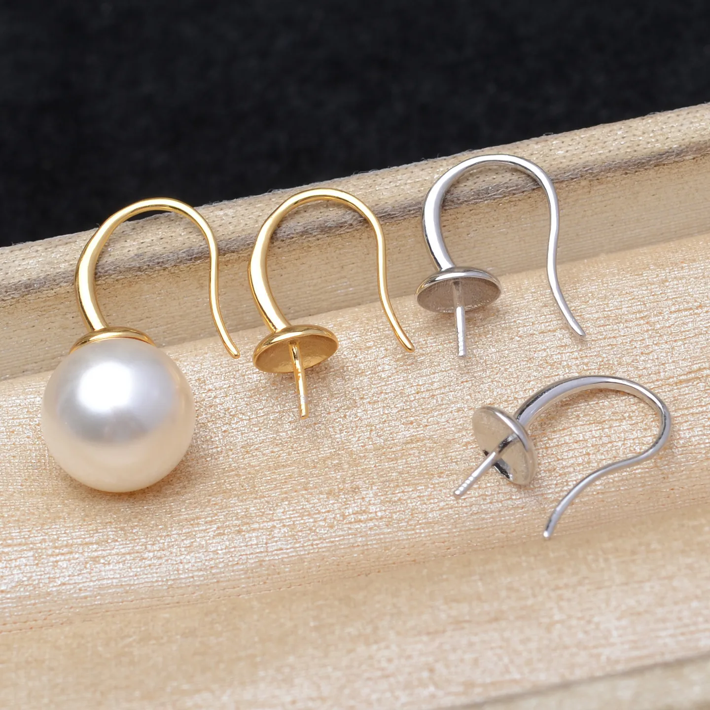 

S925 Sterling Silver Earrings Base Findings Mountings Jewelry Mounts Fittings Accessories for 10-12mm Pearls 3 pairs/lot