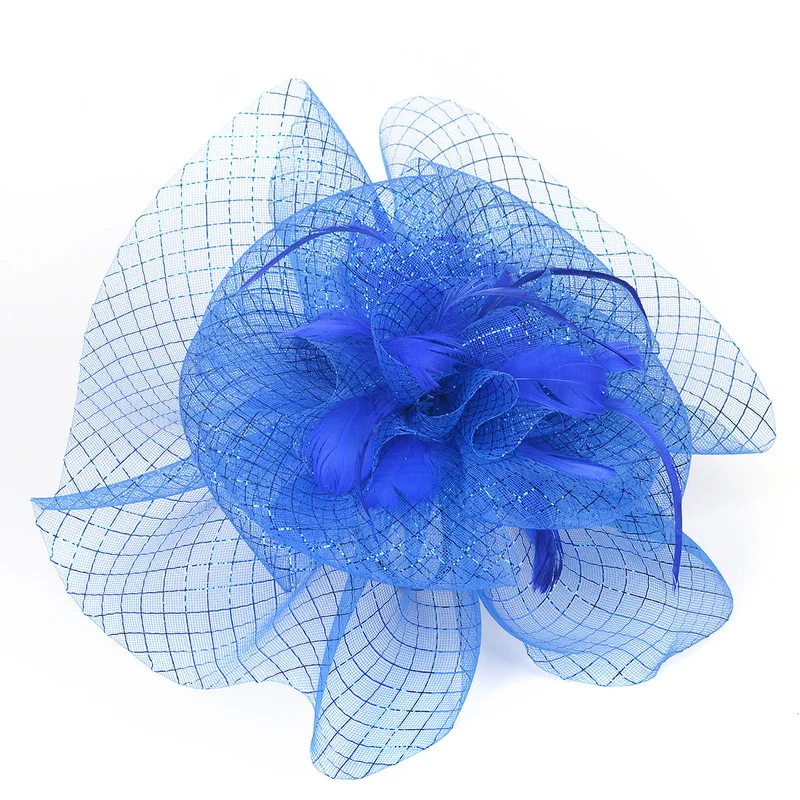 European and American retro exaggerated hair accessories runway-style retro mesh and feather headbands headdresses top hats