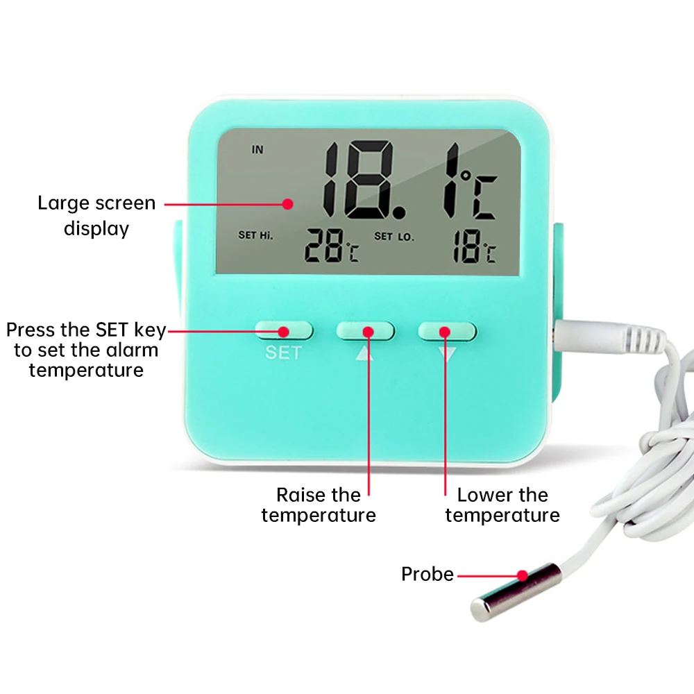 Indoor And Outdoor Electronic Thermometer Fish Tank Aquarium Mini Thermometer Crawling Pet Refrigerator Cold Storage Thermometer