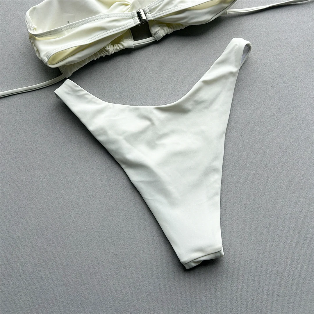 Brasilianischer Badeanzug mit hohem Beinausschnitt, neuer weißer Bikini mit Schleife, Damen-Badebekleidung, zweiteiliger Bikini-Set V8170 – Detail 11