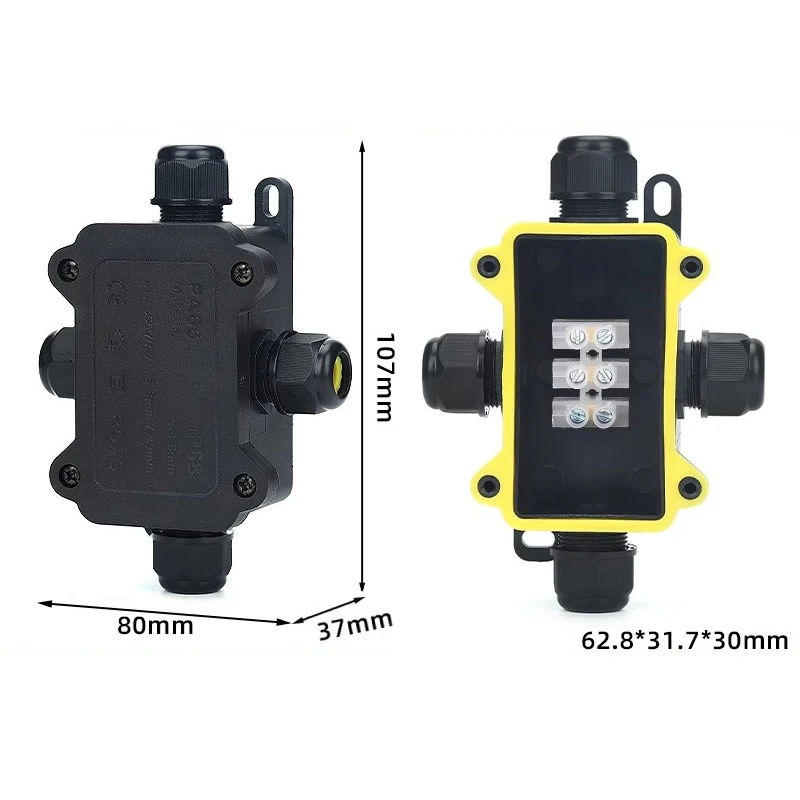 IP68 Waterproof Junction Box Electrical Connector 2-3Way Enclosure Block Cable Connecting Line Protection for Wiring Accessories