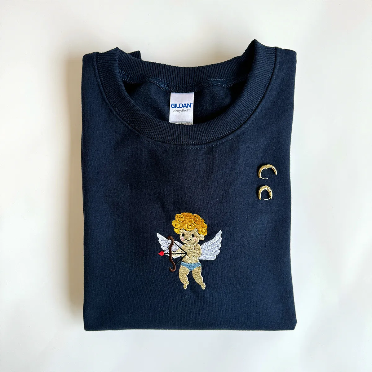 

Cute Angel Embroidered Vintage Style Navy Sweatshirts Women Long Sleeve Loose Thick Fleece Pullover 90s Casual Aesthetic Jumpers