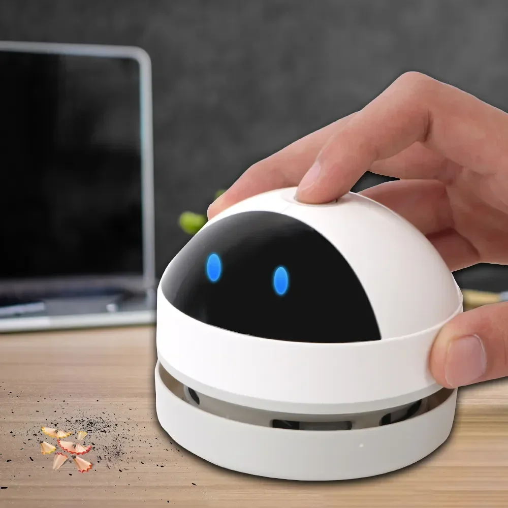 Robot Desk Dust Vacuum with Clean Brush USB charge For Home Office Sweeper Mini Wireless Desktop Vacuum Cleaner Student Gift