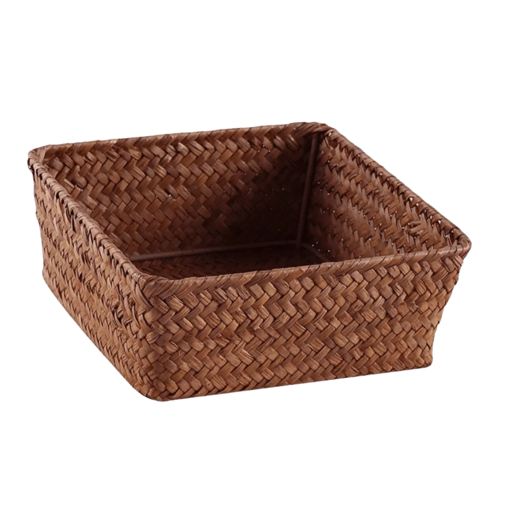 Panier Rangement Woven Storage Basket Multi-functional Retro Sundries Box Decorative Rectangle Display Basket Home Decoration